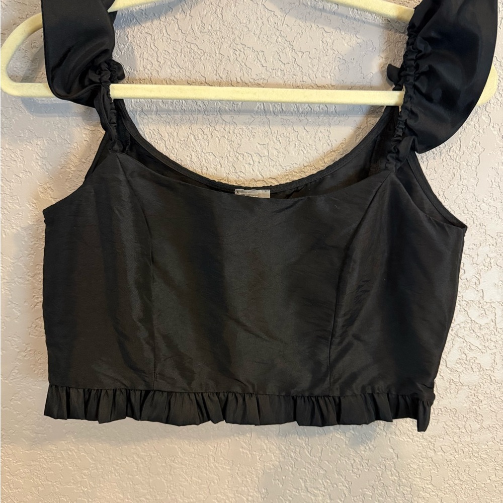ASOS Black Ruffled Women's crop top size 4